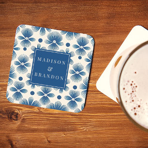 Porta-copo De Papel Quadrado Flores para casamentos do século médio Impressão