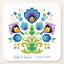 Porta-copo De Papel Quadrado Flores Poloneses Lavanda Azul Porta copos de Papel