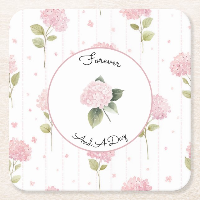 Porta-copo De Papel Quadrado Flores Rosa Bonito Casamento (Frente)