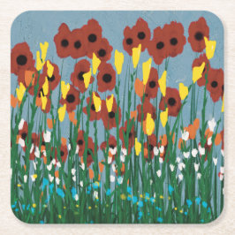 Porta-copo De Papel Quadrado Flores selvagens