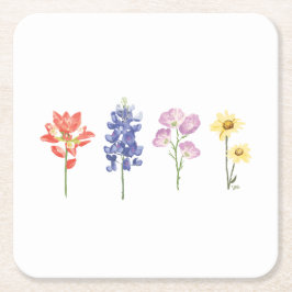 Porta-copo De Papel Quadrado Flores Selvagens do Texas - Escova-da-índia, Blueb