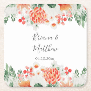 Porta-copo De Papel Quadrado Flores Silvestres Modernas em Aquarela Floral Mode