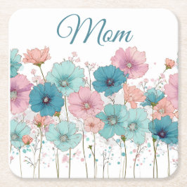 Porta-copo De Papel Quadrado Flores Vintage da Primavera para a Mamãe