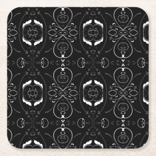 Porta-copo De Papel Quadrado Florescentes Elegantes em Branco e Enfeites em Pre