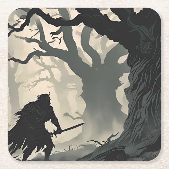 Porta-copo De Papel Quadrado Floresta de Cryptid (Frente)