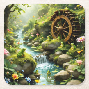 Porta-copo De Papel Quadrado Floresta de Sapo Fantasy Cute