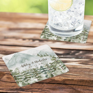 Porta-copo De Papel Quadrado Floresta e Natureza das Montanhas