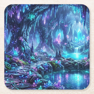 Porta-copo De Papel Quadrado Floresta Radiante com Lago