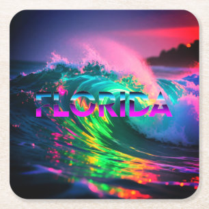 Porta-copo De Papel Quadrado Flórida – Vibrações de Onda Neon