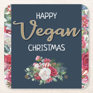 Porta-copo De Papel Quadrado Florim azul-de-Natal Vegan e vinho de ouro