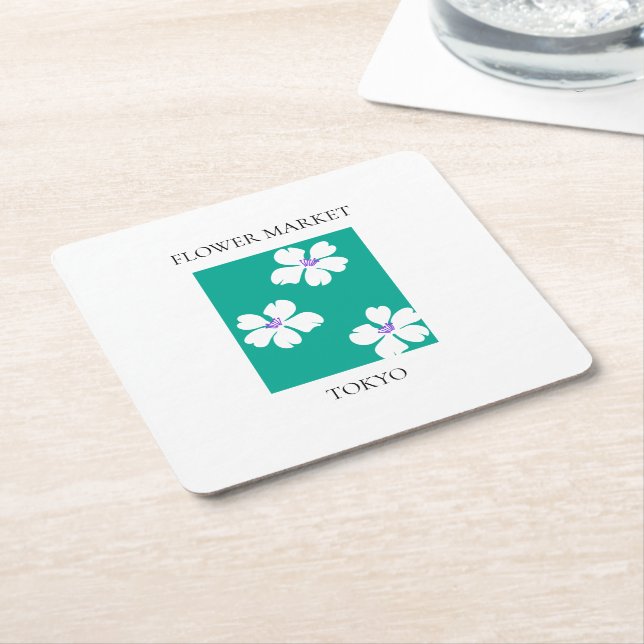 Porta-copo De Papel Quadrado Flower Market - Tokyo (Inclinado)