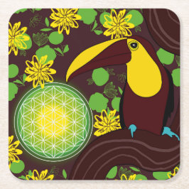 Porta-copo De Papel Quadrado flower of life bird