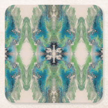 Fluido Artístico Abstrato em Aqua e Verde