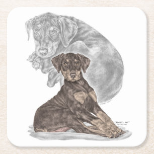 Porta-copo De Papel Quadrado Fofo de Doberman