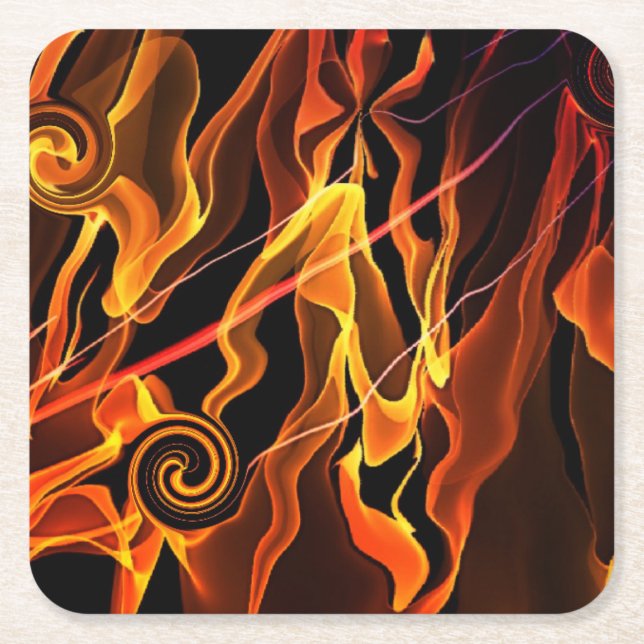 Porta-copo De Papel Quadrado Fogo (Frente)