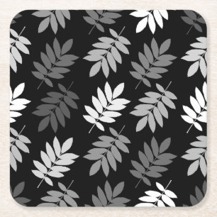 Porta-copo De Papel Quadrado Folha de Elder Padrão Grande Preto Branco Cinza