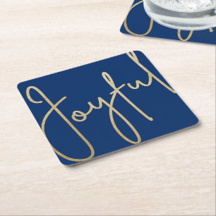 Porta-copo De Papel Quadrado Folha Dourada JOYFUL em Azul