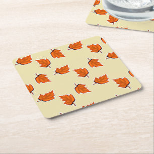 Porta-copo De Papel Quadrado Folha seca castanha