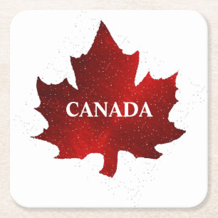 Porta-copo De Papel Quadrado Folha Vermelha do CANADÁ