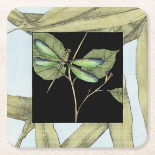 Porta-copo De Papel Quadrado Folhas com Dragonfly Inset por Jennifer Goldberger