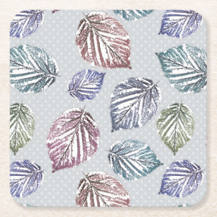 Porta-copo De Papel Quadrado Folhas de abertura sobre fundo de cinza leve