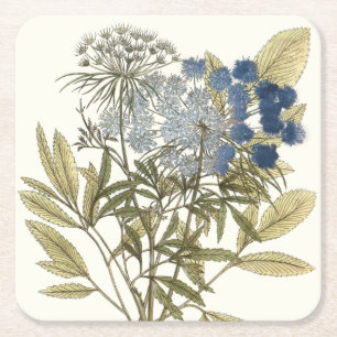 Porta-copo De Papel Quadrado Folhas de Lacy - Flores e Verde