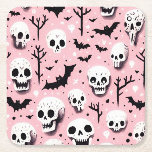 Porta-copo De Papel Quadrado Folhas de Papel de Moldagem de Helloween, cor-de-r