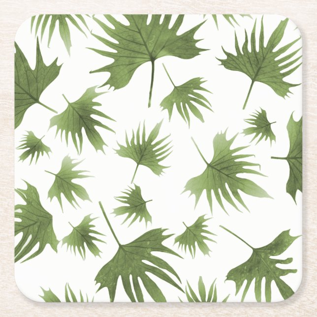 Porta-copo De Papel Quadrado Folhas de Vinha das Canárias (Frente)