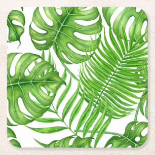 Porta-copo De Papel Quadrado Folhas tropicais