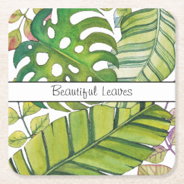 Porta-copo De Papel Quadrado Folhas Tropicais Cujas Cores De Água