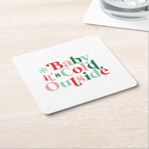 Porta-copo De Papel Quadrado Fonte Boho Moderna Natal Bebê Está Frio Lá Fora Na