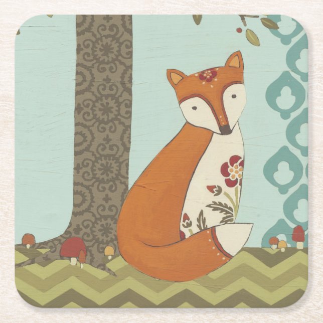 Porta-copo De Papel Quadrado Forest Whimsy III (Frente)