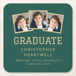 Porta-copo De Papel Quadrado formando 3-Foto Verde 2025 Dourado