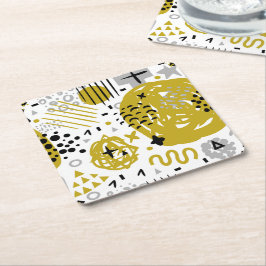 Porta-copo De Papel Quadrado Formas de Abstrato de Arte Coloridas Modernas