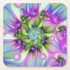 Porta-copo De Papel Quadrado Formas espirais coloridas, redondas, forma Abstrat