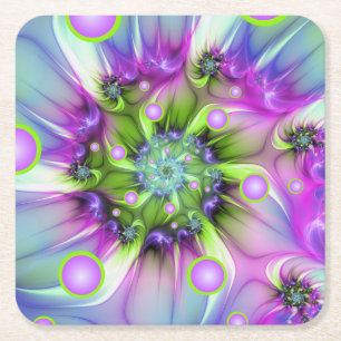 Porta-copo De Papel Quadrado Formas espirais coloridas, redondas, forma Abstrat