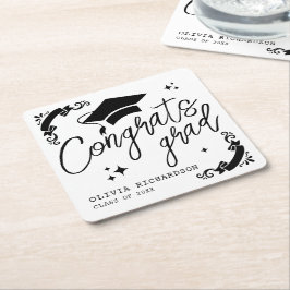 Porta-copo De Papel Quadrado Formatura Personalizada Roteiro Elegante Estrelas 