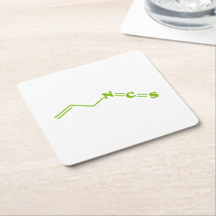 Porta-copo De Papel Quadrado Fórmula Molecular Wasabi Allyl Isotiocianato