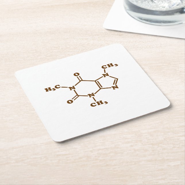 Porta-copo De Papel Quadrado Fórmula química molecular do café da cafeína (Inclinado)