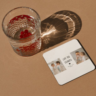 Porta-copo De Papel Quadrado Foto de Colagem Moderna Ama Seu Avô Melhor Present