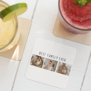Porta-copo De Papel Quadrado Foto de Colagem Moderna e Melhor Família Nunca Mel