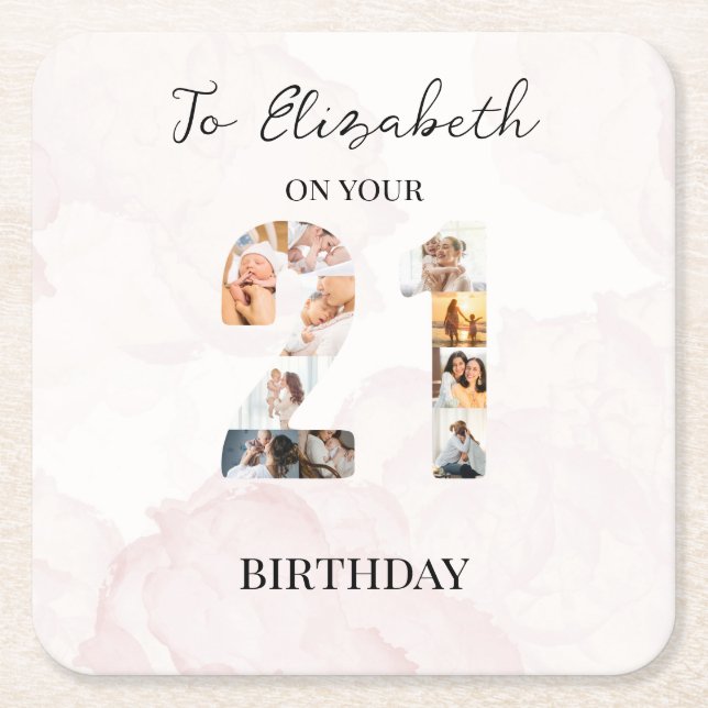 Porta-copo De Papel Quadrado Foto de família personalizada fofa (Frente)