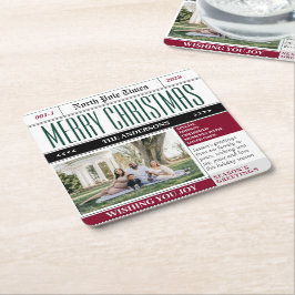 Porta-copo De Papel Quadrado Foto de Natal do Polo Norte Personalizado