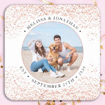 Porta-copo De Papel Quadrado Foto Glitter Personalizada para Rosa de Casamento<br><div class="desc">Adicione o toque final ao seu casamento com estas bonitas portas copos de casamento de fotos personalizadas. Perfeito para o seu casamento após festa e recepção, e como favores de casamento para os seus hóspedes. Personalize estas portas copos de papel de casamento para cães fotográficos com a sua foto de...</div>