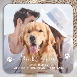 Porta-copo De Papel Quadrado Foto Moderna Bebe No Casamento Do Pet Do Pêté Do C<br><div class="desc">Beba em mim! Adicione o toque final ao seu casamento com estas bonitas portas copos de casamento de fotos personalizadas. Perfeito para o seu casamento após festa e recepção, e como favores de casamento para os seus hóspedes. Personalize essas portas copos de casamento de cachorro fotográfico com sua foto favorita...</div>