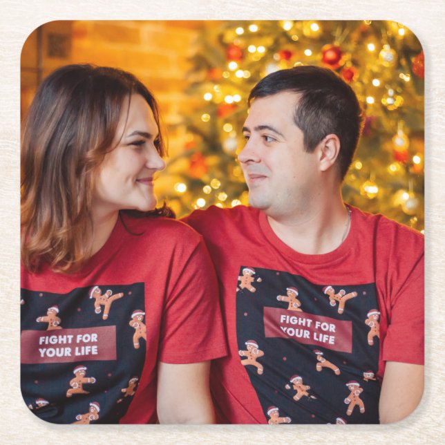 Porta-copo De Papel Quadrado Foto personalizada (Frente)