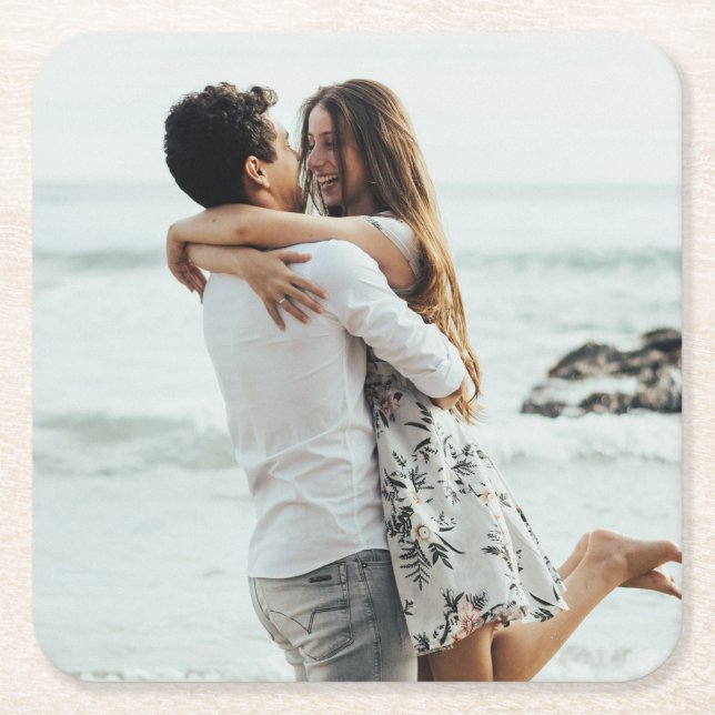 Porta-copo De Papel Quadrado Foto personalizada (Frente)