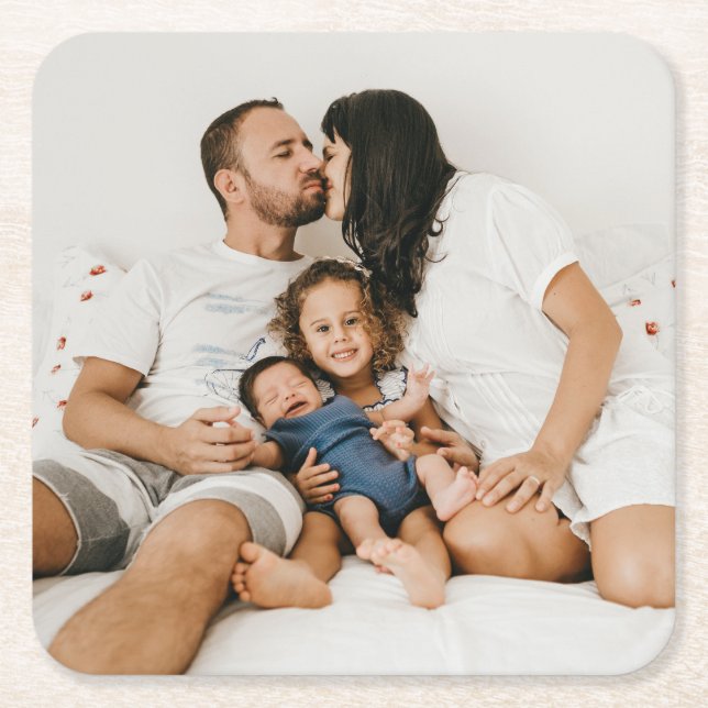 Porta-copo De Papel Quadrado Foto personalizada (Frente)