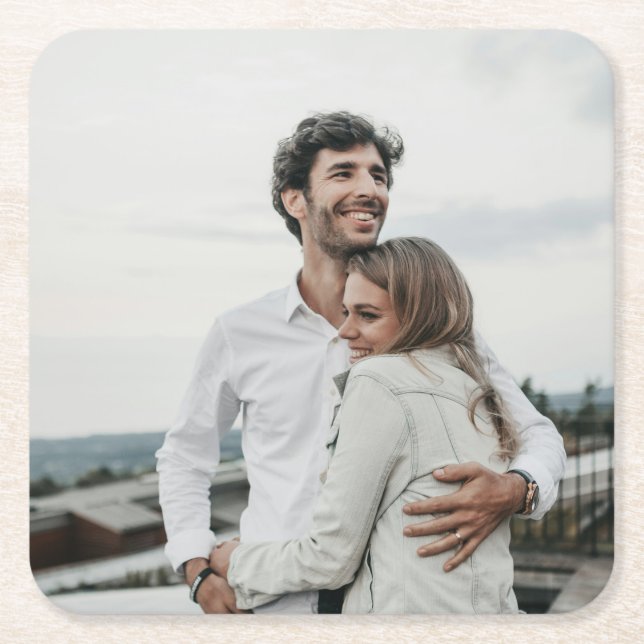 Porta-copo De Papel Quadrado Foto Personalizada (Frente)