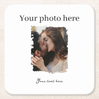 Porta-copo De Papel Quadrado Foto personalizada do Casal de casamento